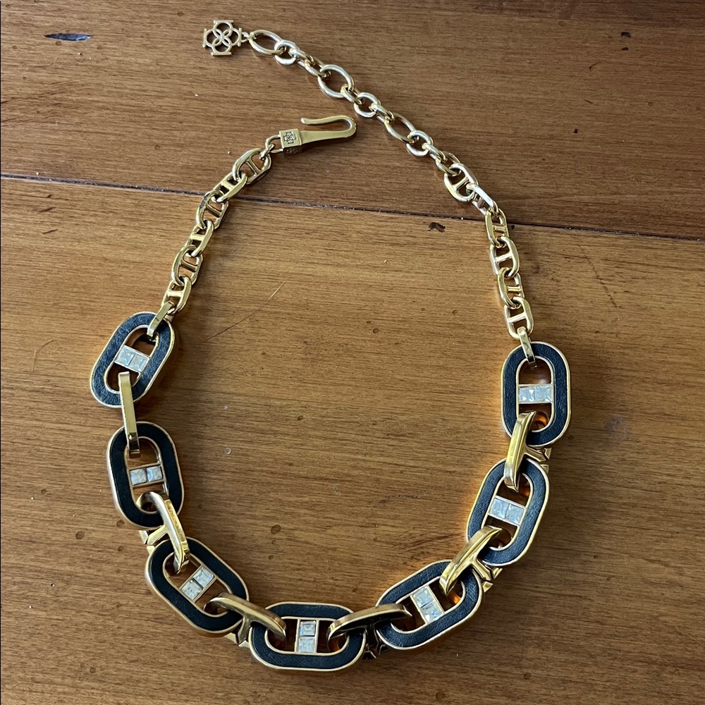 Vintage Ann Taylor Gold and Black Link Necklace